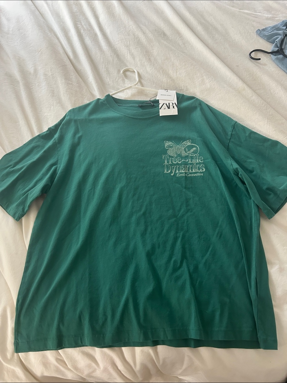 Zara Teal Graphic Tee with Butterfly Print
